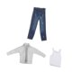 thumbnail image 1 of Figuras de acción 1:12, conjunto de camisa y pantalones , decoración de muñecas suaves, modelo, accesorios de disfraz, ropa corporal masculina azul rasgado, 1 of 8