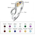 thumbnail image 3 of JQUEEN Women's Custom Ring 925 Sterling Silver Personalized Infinity Mothers Ring with 2 Round Simulated Birthstones Custom Engraved Engagement Promise Rings Size 5-12, 3 of 5