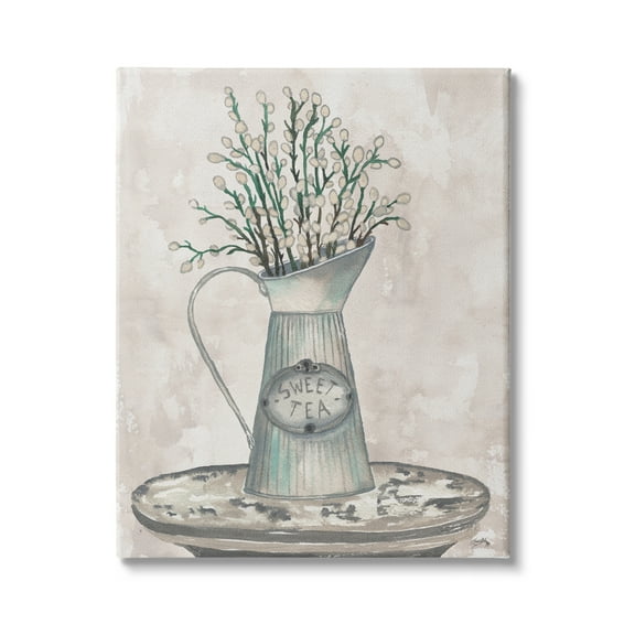 Stupell Industries Pussy Willow Botanicals Sweet Tea Country Jar Painting, 16 x 20, Design by Elizabeth Medley