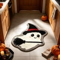 thumbnail image 5 of Wooowa Halloween Ghost Web Witch Hat Floor Mat Polyester 27.6x17.7 Inch Non Slip for Entryway Porch Indoor Festive Decor, 5 of 6