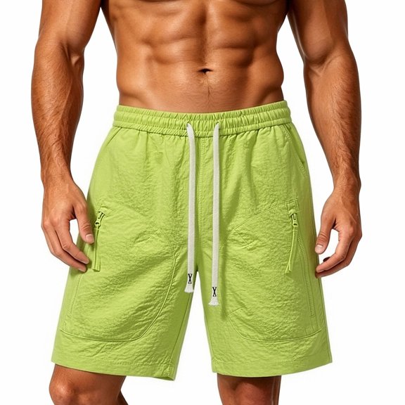 Hurxie Mens Athletic Shorts Running Shorts Quick Dry Workout Shorts 7"/ 9" Lightweight Gym Basketball Shorts Zipper Pockets Green,XS