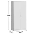 thumbnail image 2 of EastVita Armoire de Rangement en Métal de 71 Pouces 4 Pieds Réglables et Verrou Armoire de Rangement Haute avec Portes et 4 Tablettes Réglables Blanc, 2 of 7