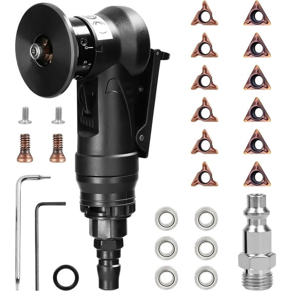 Pneumatic Chamfering Tool, Mini Air-Powered Chamfering Machine Trimming, 45° Arc Corner with 1/4 Inch Air Inlet for Metal Wood Beveling Deburring(A)