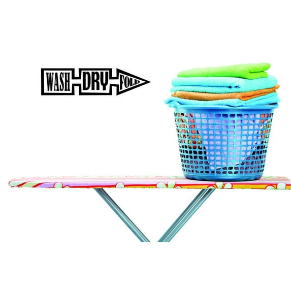 Wash Dry Fold Laundry Delicates Laundry Soap Washer Dryer Clean Shorts Pant Sock Shoes Tooth Paste Grandchildren Surprises Girl Boy Bedroom Wall Decal Sticker - Size: 13 Inch x 29 Inch