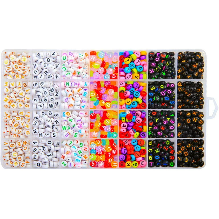 HERZWILD 1000 Pcs Bulk Black Square Acrylic Alphabet Beads 6 * 6mm Colored  Heart Beads Letter Cube Beads Square Loose AZ Beads for Bead Making Art