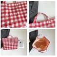thumbnail image 4 of NexTorq Gingham Plaid PVC Tote Bag for Women, Letters Print Handbag Waterproof Plastic Hobo Handbag Summer Tote for Beach, Pool & Ideal Gift, Red, 4 of 7