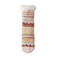 thumbnail image 2 of Wuxian Cozy Socks Cute Puppy Animal Graphic Striped Print Fuzzy Thickened Crew Socks Winter Thermal Sleeping Slipper Socks Fuzzy Socks,Beige,One Size, 2 of 4
