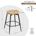 thumbnail image 3 of Zesthouse 25″ Swivel Counter Stools Set of 2, Mid-Century Backless Counter Height Barstools with Metal Legs, Solid Rubber Wood Bar Chairs for Kitchen Island, Natural, 3 of 9