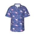 thumbnail image 2 of Xecao Flamingo print Hawaiian shirt - a stylish short-sleeve button-down for men, perfect for casual beach and tropical outings., 2 of 9
