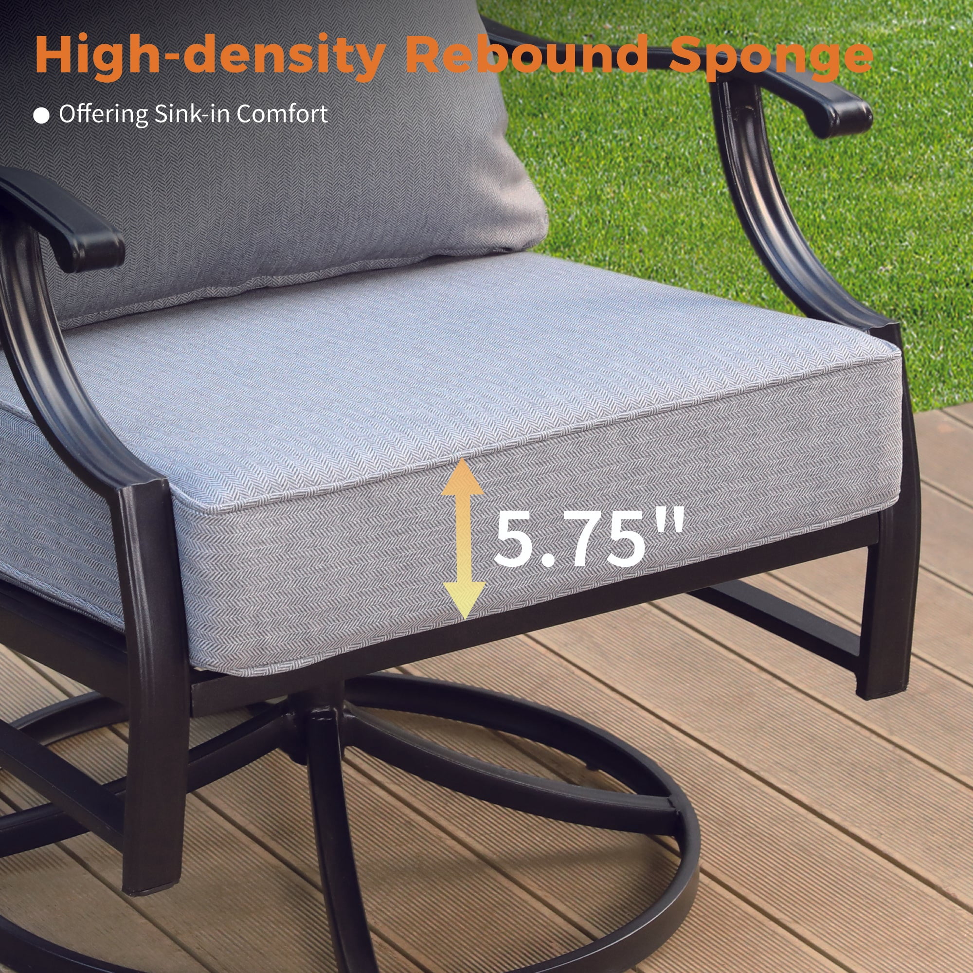 Sophia&William 5-Seat Patio Conversation Set Outdoor Furniture Sofa Set with 45" Fire Pit Table, Gray