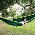 thumbnail image 3 of Rewera Portable Camping Travel Double Hammock Hanging Bed with Tree Strap (Light Green + Dark Blue), 3 of 8