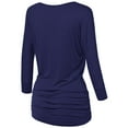 thumbnail image 2 of Made by Johnny Women's V-Neck 3/4 Sleeve Dolman Top with Side Shirring XL NAVY, 2 of 6