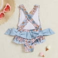 thumbnail image 6 of Toddler Girls One Piece Swimsuits Cute Bathing Suit Summer Kids Floral Prints Backless Bikini Beach Swim Suit Girls' Swimwear Blue Size 2-3 Years, 6 of 6