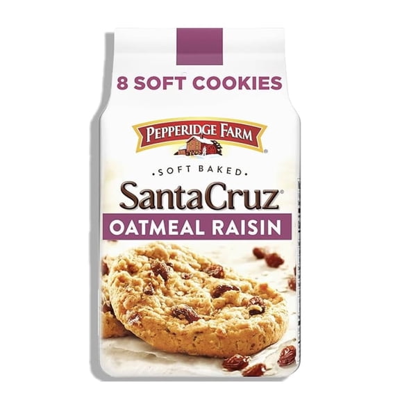 Pepperidges Farms Soft Baked Cookies, HYZ01 Santa Cruz Oatmeal Raisin, 8.6-ounce Bag w/JS REDHOK DEALZ Sticker