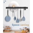 thumbnail image 2 of 16.3 Inch Kitchen Rail Rack with 15 Detachable S Hooks, Space-Saving Utensil Rack Wall Mounted for Pot Pan Lid Spatula, Kitchen S Hooks for Utensils, Black, 2 of 7