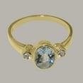 thumbnail image 5 of LBG British Made 18k Yellow Gold ring with Natural Aquamarine Womens Anniversary Ring - 33 size options - Size 11.25, 5 of 6