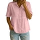thumbnail image 2 of Craaazy Women's Loose Fit Collared Blouse, Solid Color Short Sleeve Button Down Shirt, Breathable Cotton Linen Casual Top for Daily Wear, Work & Weekend Gifts, 2 of 9