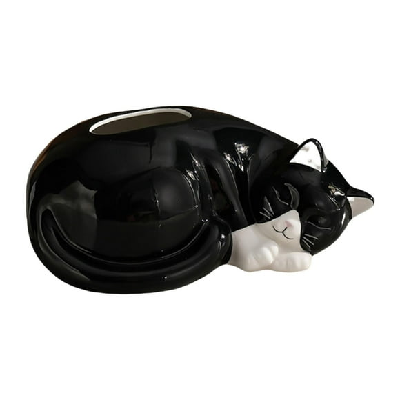 simhoa Boîte à Mouchoirs en Céramique, Boîte de Rangement pour Serviettes, Design Chat, Organisateur Moderne, Distributeur de Mouchoirs pour Chambre, Salle à Manger, Décoration Intérieure, Noir