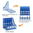 thumbnail image 4 of Unique Bargains Magazine File Holder, PS Plastic Vertical 4 Compartment Desktop Book Storage Rack Organizer, Blue, 4 of 4