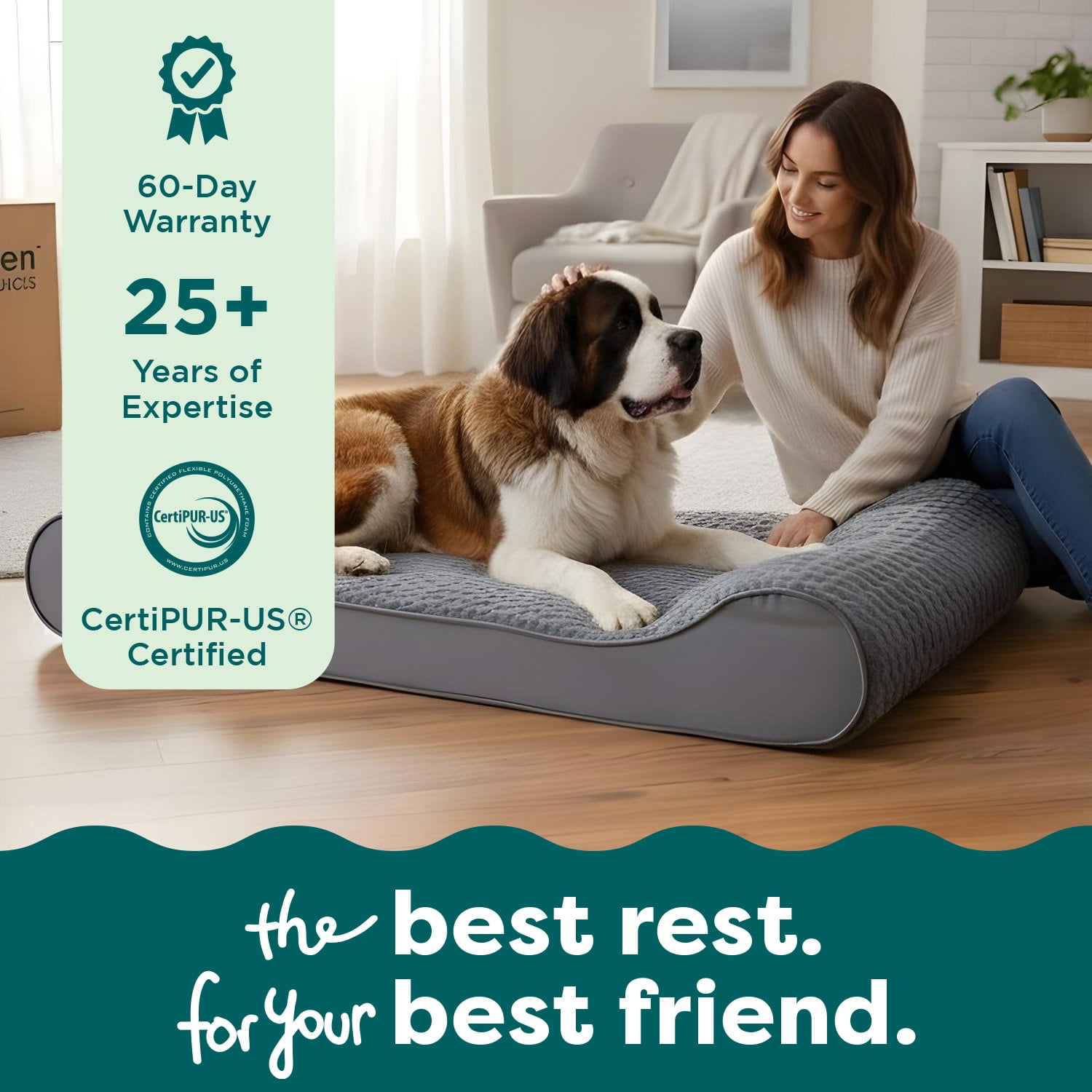 FurHaven Pet Dog Bed | Orthopedic Ultra Plush Luxe Lounger Pet Bed for Dogs & Cats, Gray, Giant