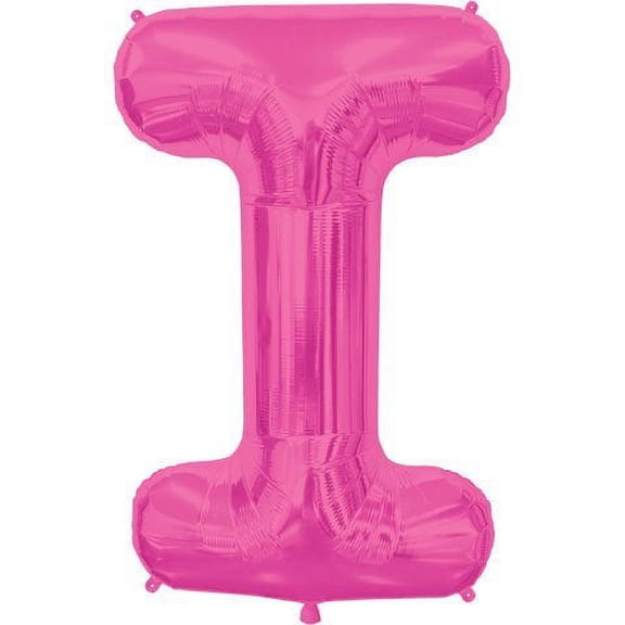 34 inch Letter I - Northstar - Magenta Foil Mylar Balloon - Party Supplies Decorations