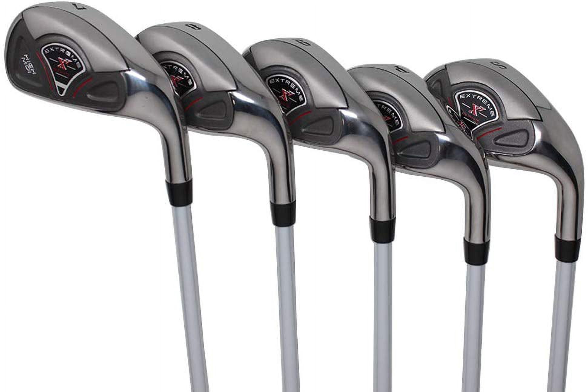 Extreme X7 High MOI +1 inch Over Big & Tall Men's Complete 5-Piece Iron Set (7-SW) Right Handed Regular R Flex Graphite Shafts (Tall 6'0"+ / +1" Over) with Midsize Black Pro Velvet Grips