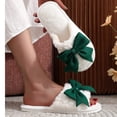 thumbnail image 4 of JUSLIO Slippers for Women, Indoor House Slippers Open Toe Slides Slip On Fuzzy Plush Flat Sole Non Slip Slippers Army Green, 4 of 6