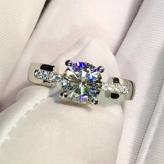 2Ct Round Cut Lab Created Diamond Women's Band Ring 14k White Gold Plated Sterling Silver