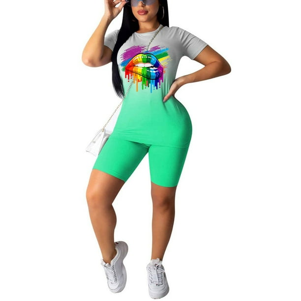 ladies t shirt and shorts set