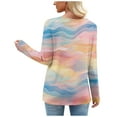 thumbnail image 5 of QUNYINEY Fall Tshirts for Women Plus Size Tie Dye Button V Neck Long Sleeve Tops Pullover Loose Fit Womens Graphic Tees, 5 of 7