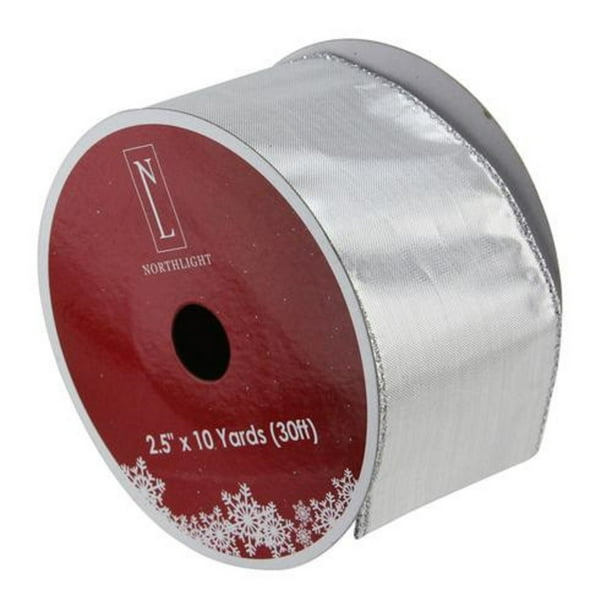Silver Christmas Wired Craft Ribbon 2.5" x 10 Yards - Walmart.com ...