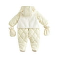 thumbnail image 3 of Favoffer Infant Boys Girls Snowsuit Jackets Coats Hooded Fleece Ski Jumpsuit, Detachable Newborn Winter Warm Water-Repellent Thickening Outfits for Skiing Outdoor Play Party 6-9 Months, 3 of 9