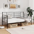 thumbnail image 2 of Estructura de cama individual de metal, sofá cama con soportes de listones de metal y 3 rieles laterales, sofá cama 2 en 1 que ahorra espacio para sala de estar, habitación de invitados, sin, 2 of 2