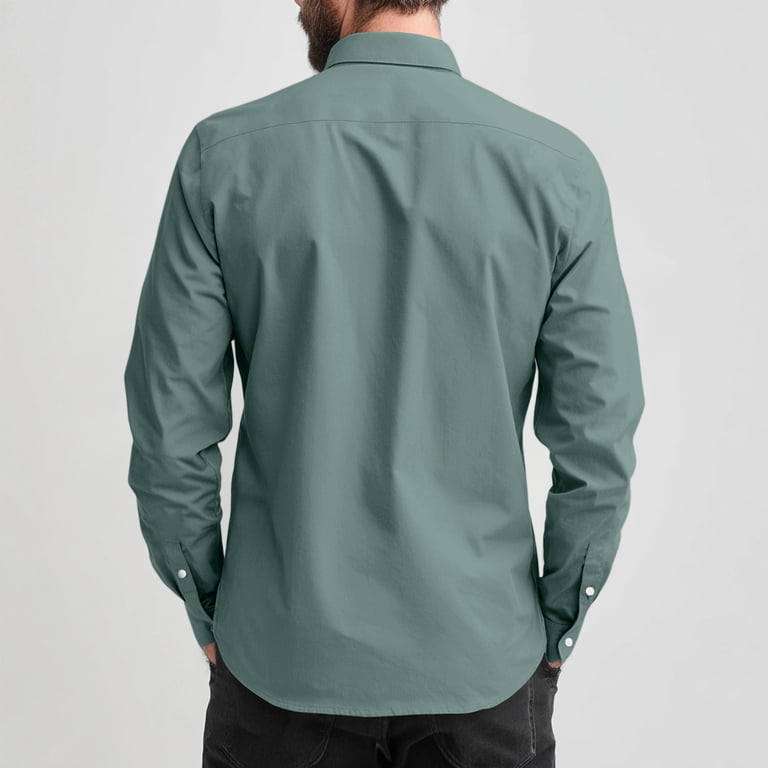 Grmtclth Button Down Shirt Men Long Sleeve Regular Fit Dress Shirt Classic Stretch Solid Color Casual Shirts Mint Green L, Men's, Size: Large
