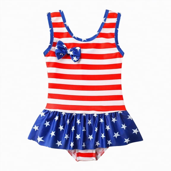 kpoplk Girls Swimwear One Piece Swimsuit Toddler Cute Beach Bathing Suit(Red,3-4 Y)