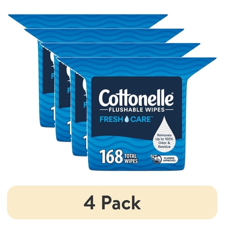 (4 pack) Cottonelle Fresh Care Flushable Wet Wipes, 1 Resealable Bag