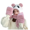 thumbnail image 2 of Njoeus Winter Warm Women Hoodie Hat/Scarf/Gloves Set Soft Thick Fleeces Warm Hat Gift for Women Girls, 2 of 4