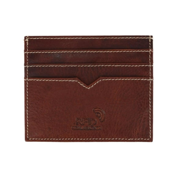 American Bison  Oil Pull Up Leather RFID Slim Card Case Wallet (Men)