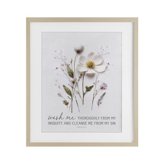 Pressed Flower Proverb Birch Framed Print Under Glass, design by Lettered and Lined