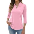 thumbnail image 2 of Nestiefly Golf Shirts for Women Summer 3/4 Sleeve Wicking Tennis Polo Shirts Collared Shirt Casual Workout Tops Light pink S, 2 of 5