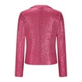 thumbnail image 5 of Lightweight Jacket Women Dressy New Women's Sequin Suit Jacket Open Front Slim Fitted Trendy Blazer Cardigan Long Sleeve Fashion Party Outfits Pinks XL, 5 of 6