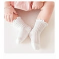 thumbnail image 2 of Krdevn Baby Socks - Socks Summer Thin Mesh Socks Summer Boneless Loose Mid Calf Wooden Ear Design - Socks for Baby Girl,Color:White,Size:3-5 Years, 2 of 4