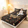 thumbnail image 3 of Homewish Gothic Moon Moths Bed Sheets,Retro Plant Mushrooms Full Size Sheets,Black Brown,4-Piece,1 Flat Sheet, 1 Fitted Sheet and 2 Pillowcases, 3 of 6