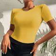 thumbnail image 2 of Blusa superior sexy de manga corta sólida con cuello redondo de verano para mujer con estilo OAVQHLG3B Store lin121212, 2 of 5