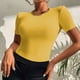thumbnail image 2 of Blusa superior sexy de manga corta sólida con cuello redondo de verano para mujer con estilo OAVQHLG3B Store lin121212, 2 of 5