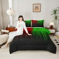 thumbnail image 4 of jejeloiu Modern Abstract Geometric Full Size Comforter Sets,Green Red Black Bedding Sets For Girls Boys Reversible 3 Pieces, 4 of 8