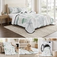thumbnail image 6 of King Quilt Set 96''x106'', Green Coastal Lightweight Bedspread Coverlet Set with 2 Pillow Shams, Nautical Summer Beach Coral Sea Turtle Breathable All Season Quilt Bedding for Bedroom/Guest Room, 6 of 9