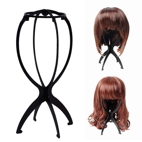 Foldable Wig Stand for Styling and Drying, Portable Plastic Wig Holder for Hair and Hat Display, Lightweight Stable Mannequin Head Stand, 1 Pack