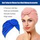 thumbnail image 5 of Jumpingount Turbante Nudo Estilo simple Hijab Sombrero Donut Liso Estiramiento Sombreros Bonnet Decoración para mujeres Maquillaje Azul Type3 NO3, 5 of 6