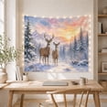thumbnail image 5 of Buck and Doe Among Snowy Evergreens at Sunset, Peaceful Watercolor for Wildlife Fans, Deer Mountain Art, Housewarming Gift, Tapestry Wall Hanging for Bedroom and Living Room, 5 of 7